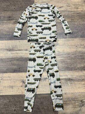 Posh Peanut 2T Months Pajamas Army Truck Print